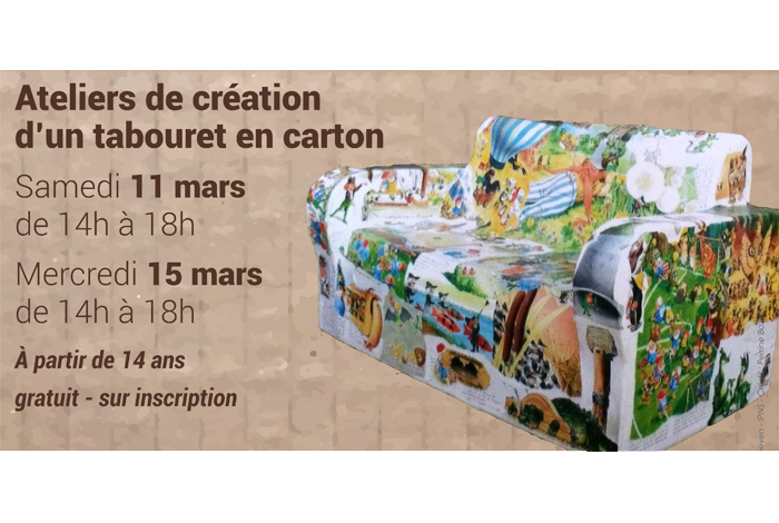 Ateliers de création d’un tabouret en carton animés par Perrine Bazin