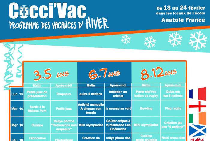 Programme des vacances d’hiver 2017 pour les 3-12 ans